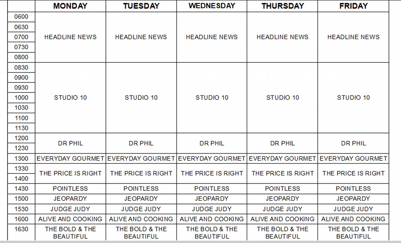 Mock Schedules General Television Topics Media Spy